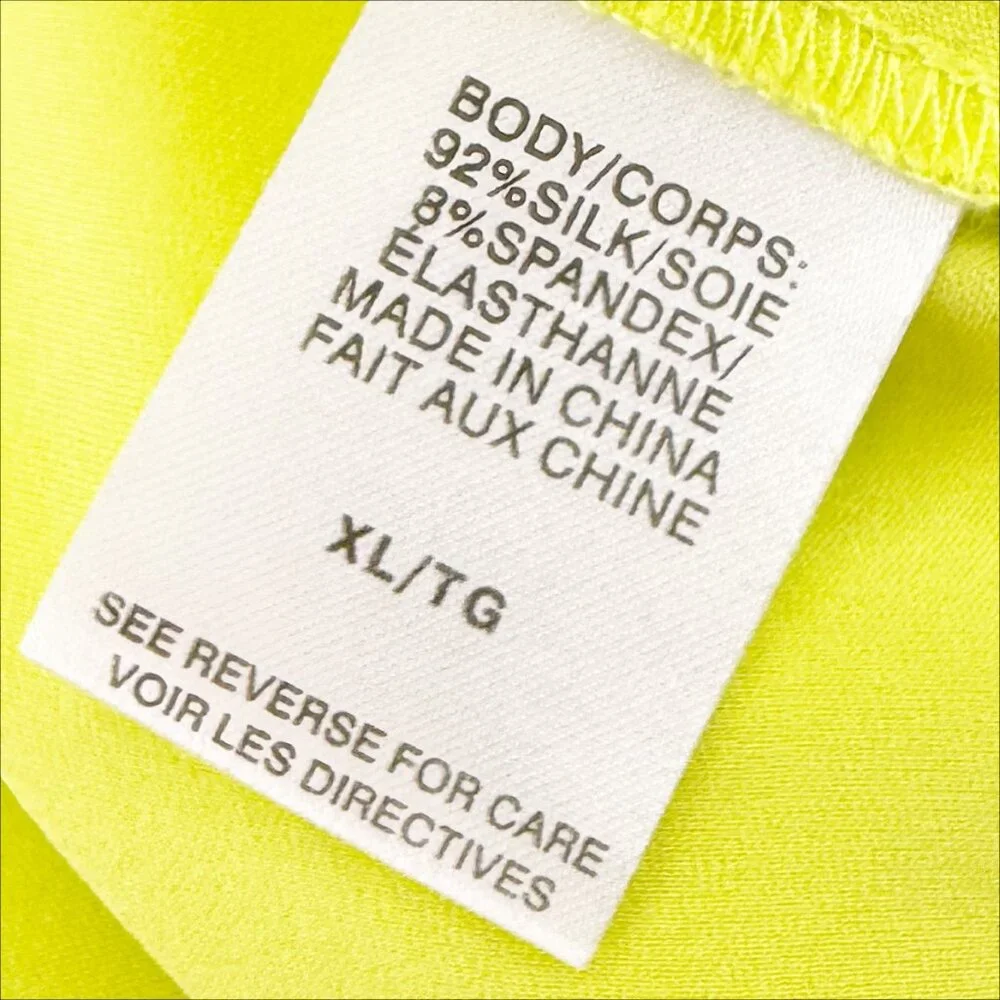 Cami NYC Silk Blend Camis Top in Acid Green Neon w/ criss cross tie back XL - Picture 8 of 9